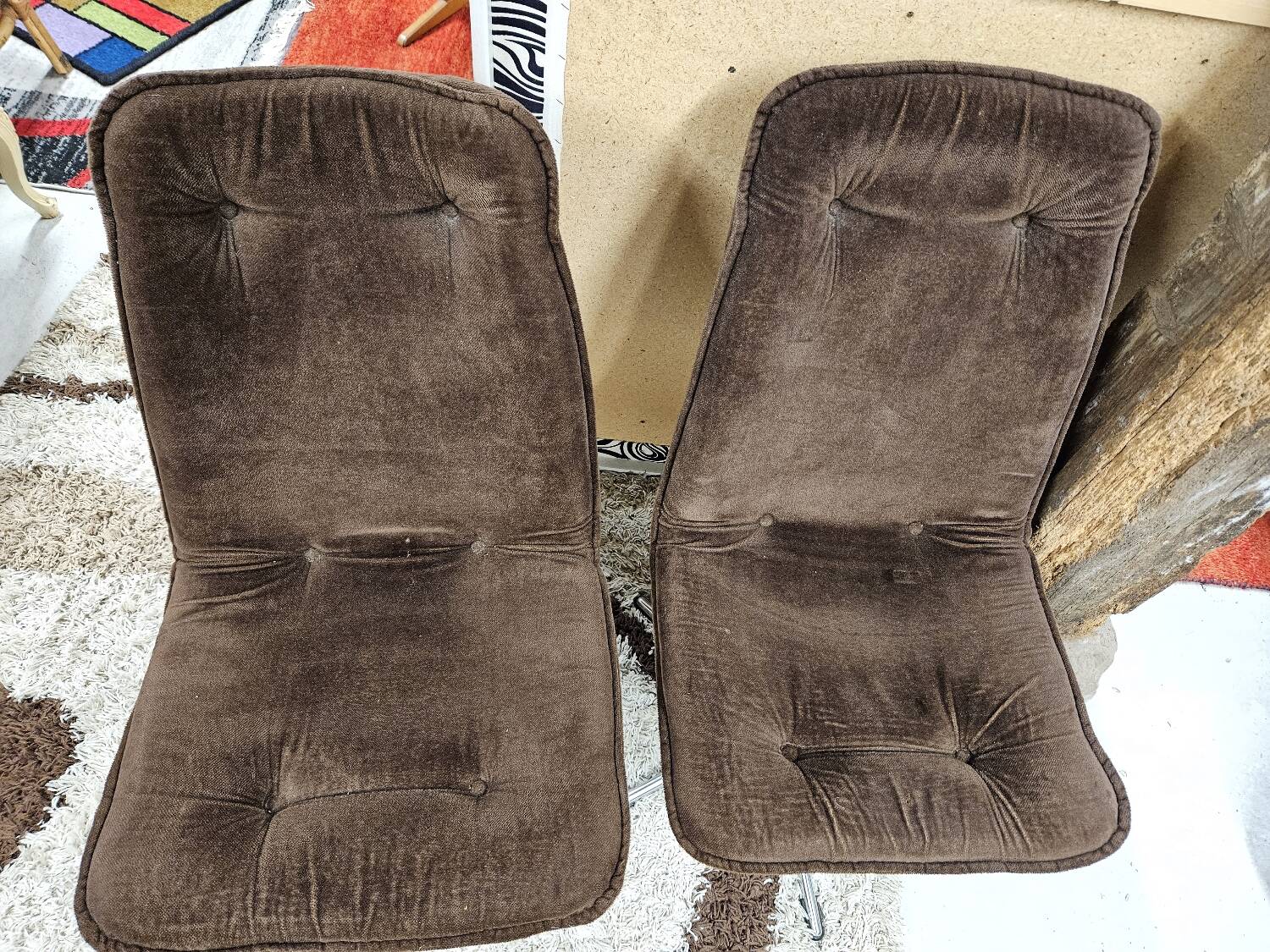 Pair of vintage velvet armchair chair 1970"