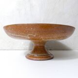 Large vintage stoneware compote dish with a footed plate