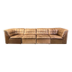 Vintage brown leather modular sofa by Laauser, 1960s