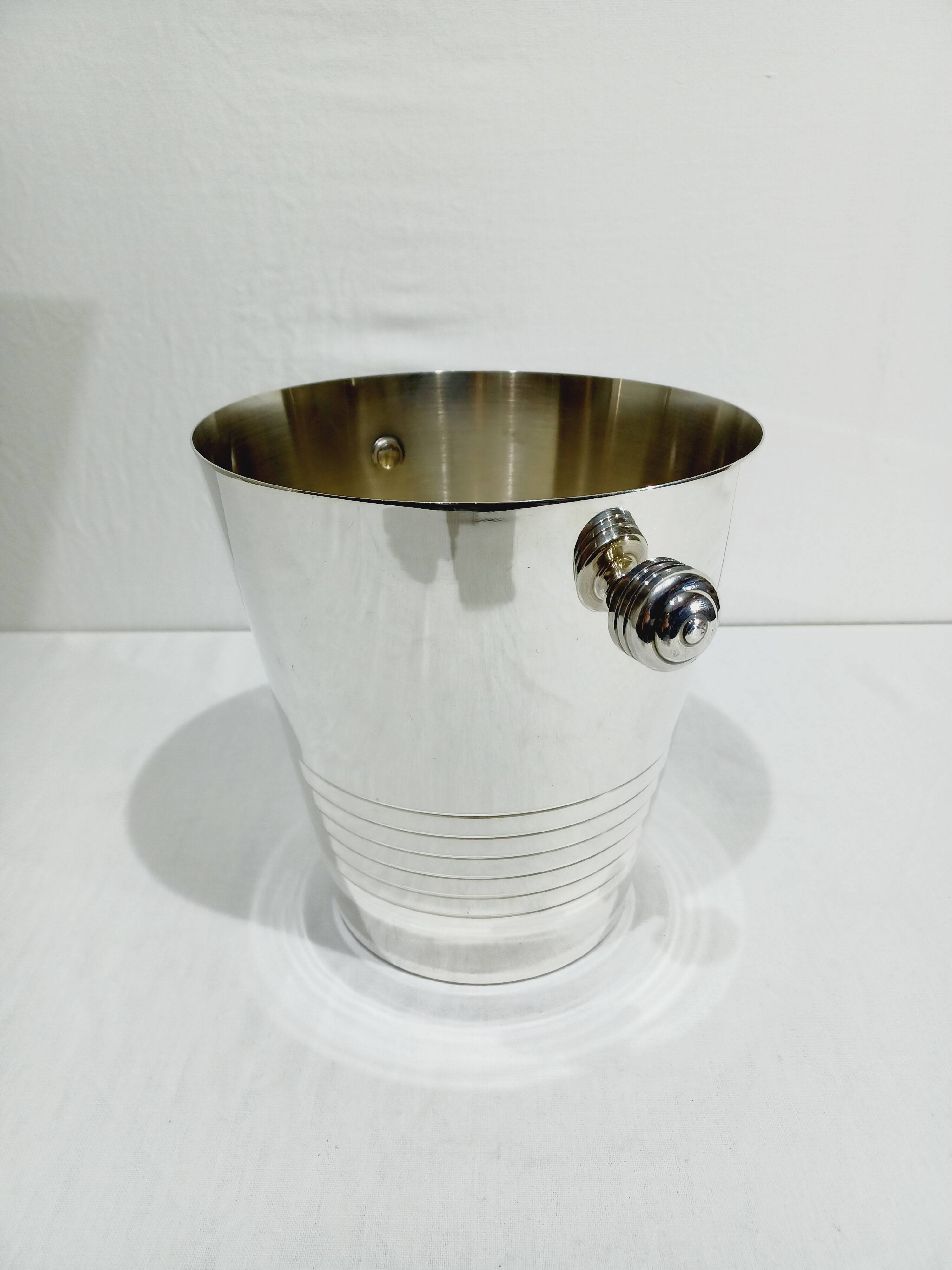 Silver-plated champagne bucket engraved with Auchan 25 years