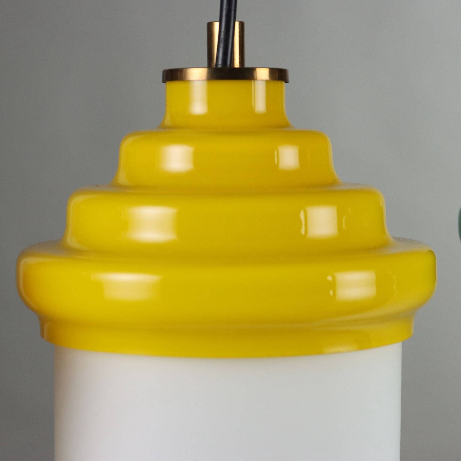 Original vintage glass and aluminum lamp from Italy, dating from the 1960s