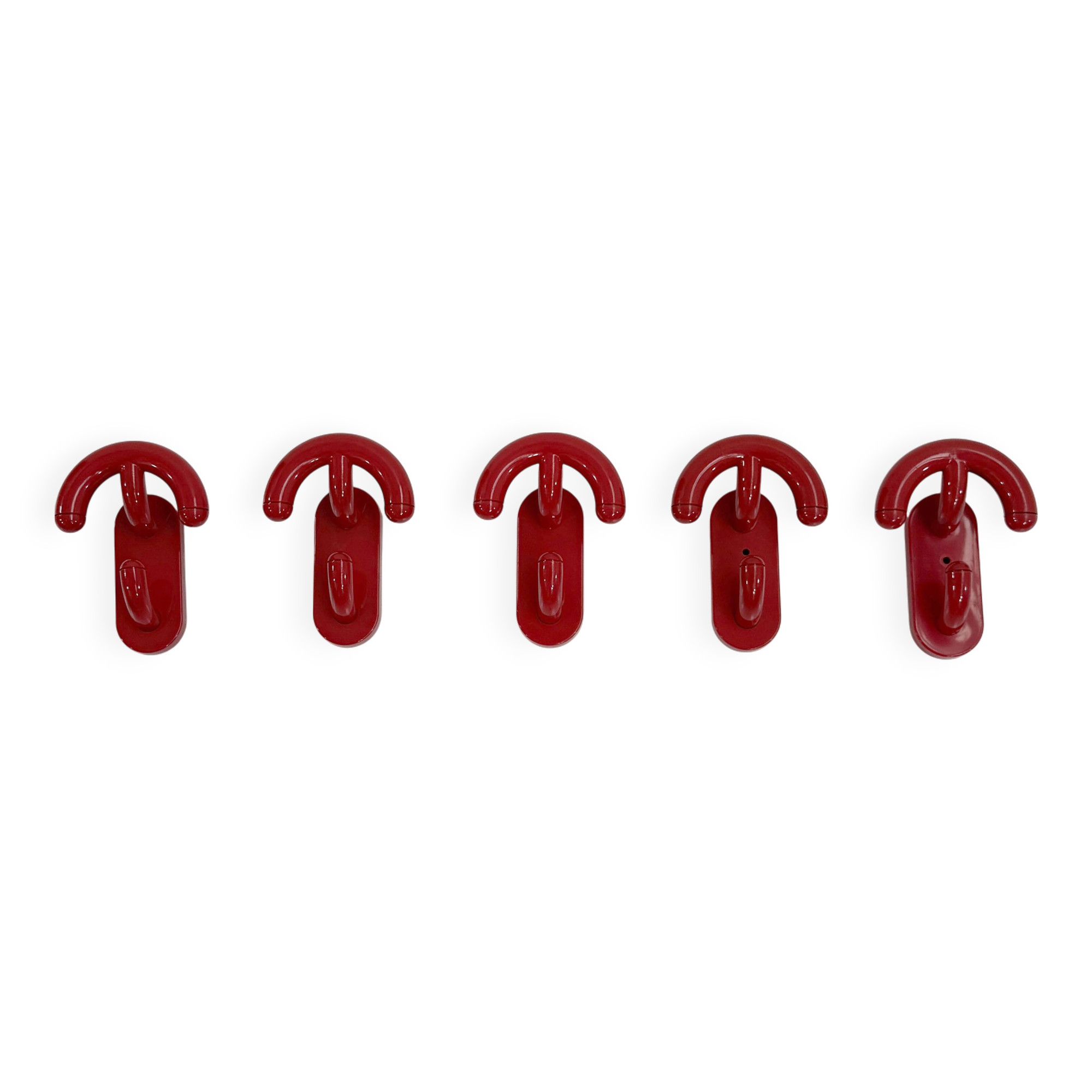 5 patères rouges par Con&Con Italy, 1970