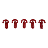 Set of 5 red coat hooks by Con&Con Italy, 1970