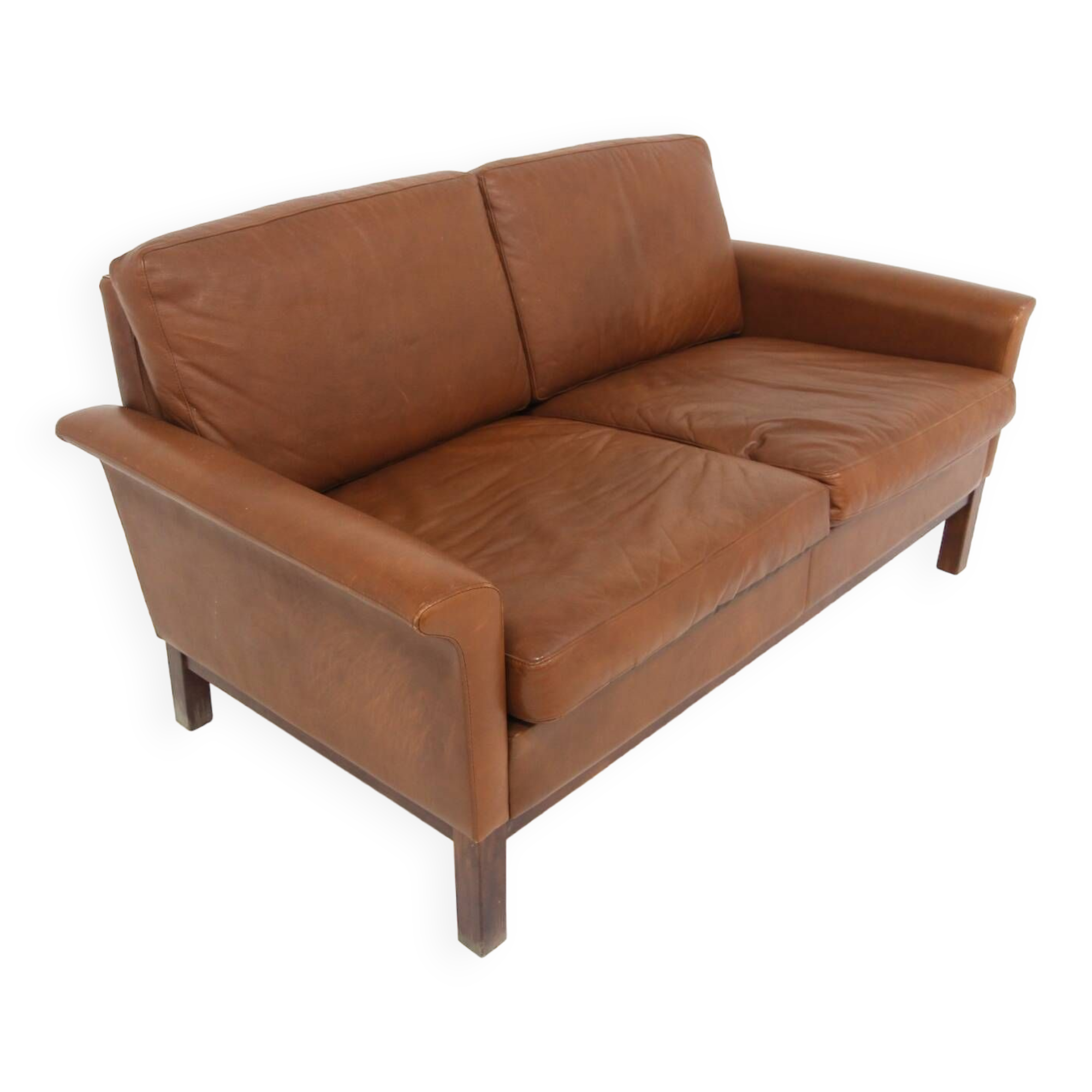 Canapé scandinave en cuir  2 places, Suède, 1960