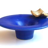 Blue ceramic cut signed with gilded decoration