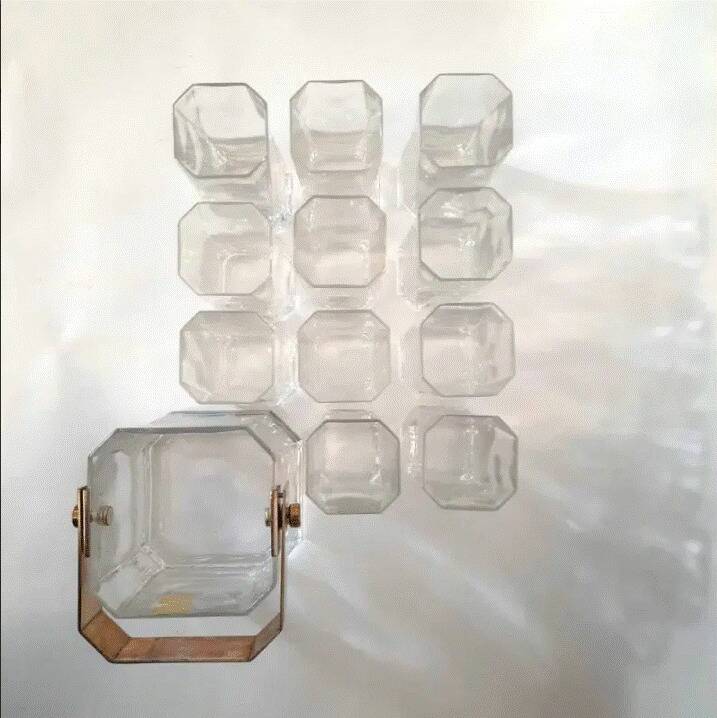 Set of 11 glasses with ice bucket, Tumbler Designer Cino Boeri for Arnolfo