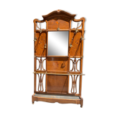 Antique french bronze, acacia, and walnut coat rack by Émile Galle