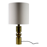 Italian Late 1960s Brass Table Lamp with Ivory Colored Shade