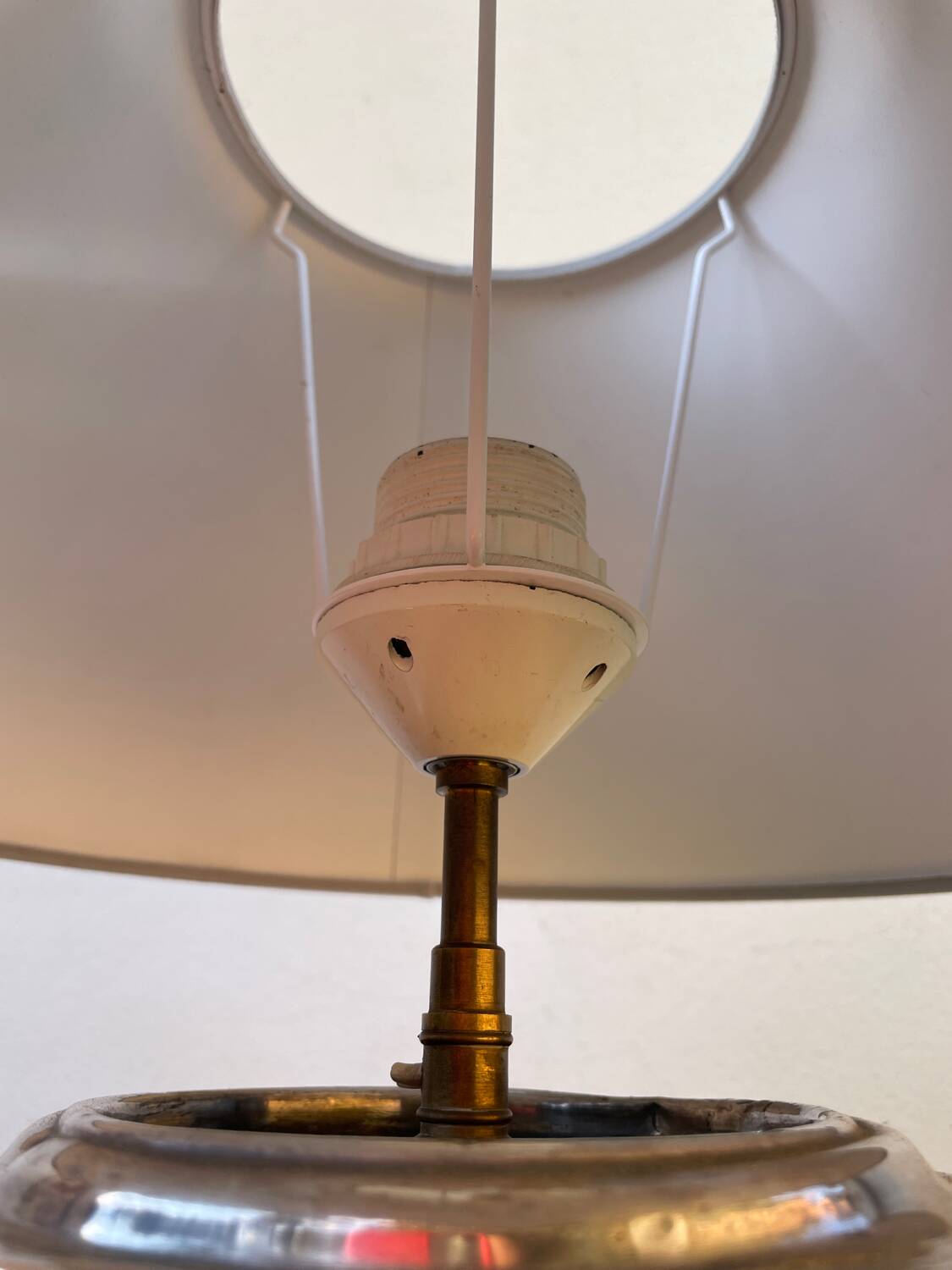 Large silver metal lamp with classic baluster o