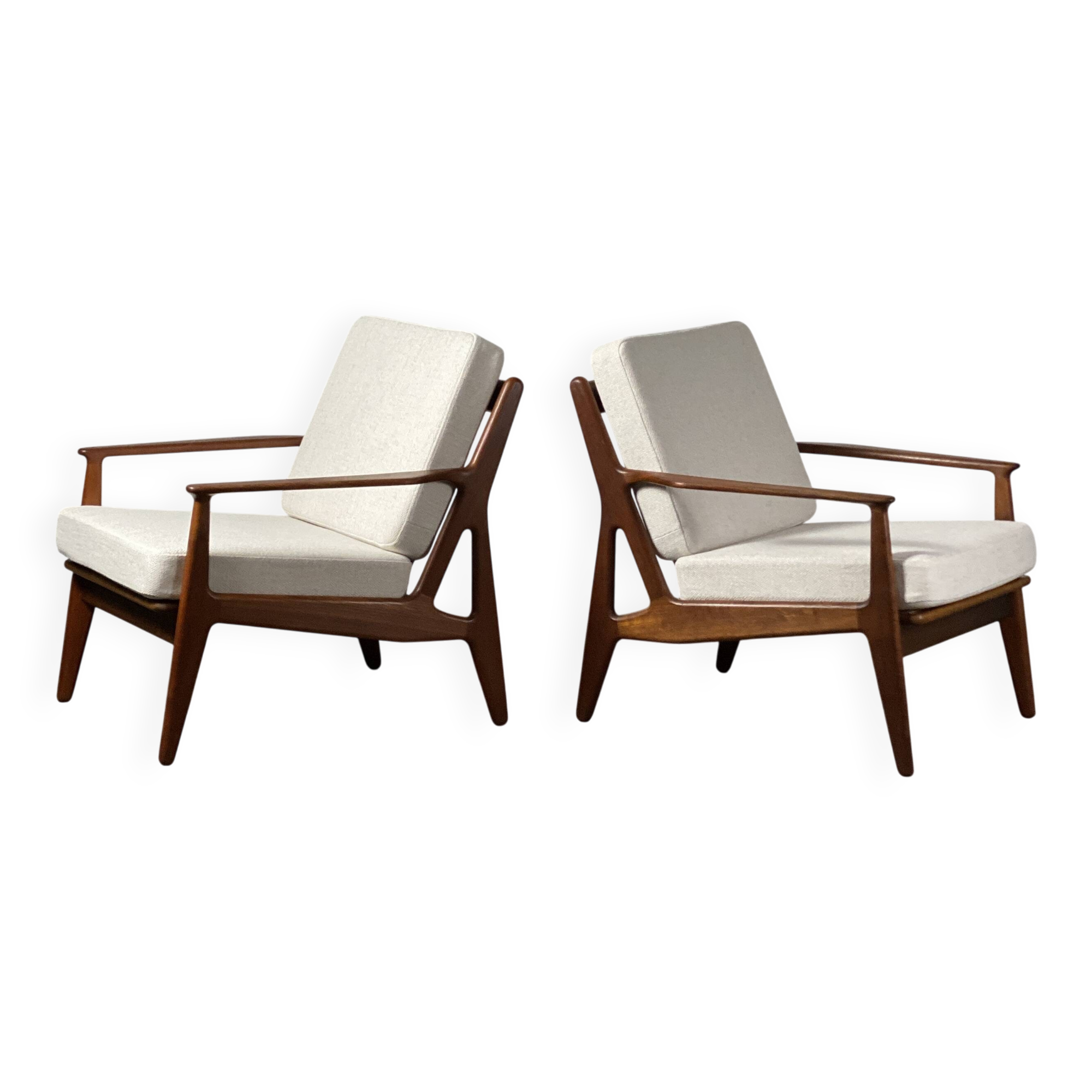 Paire de fauteuils scandinaves,  Arne Vodder – Modèle n°6 – Teck – Danemark
