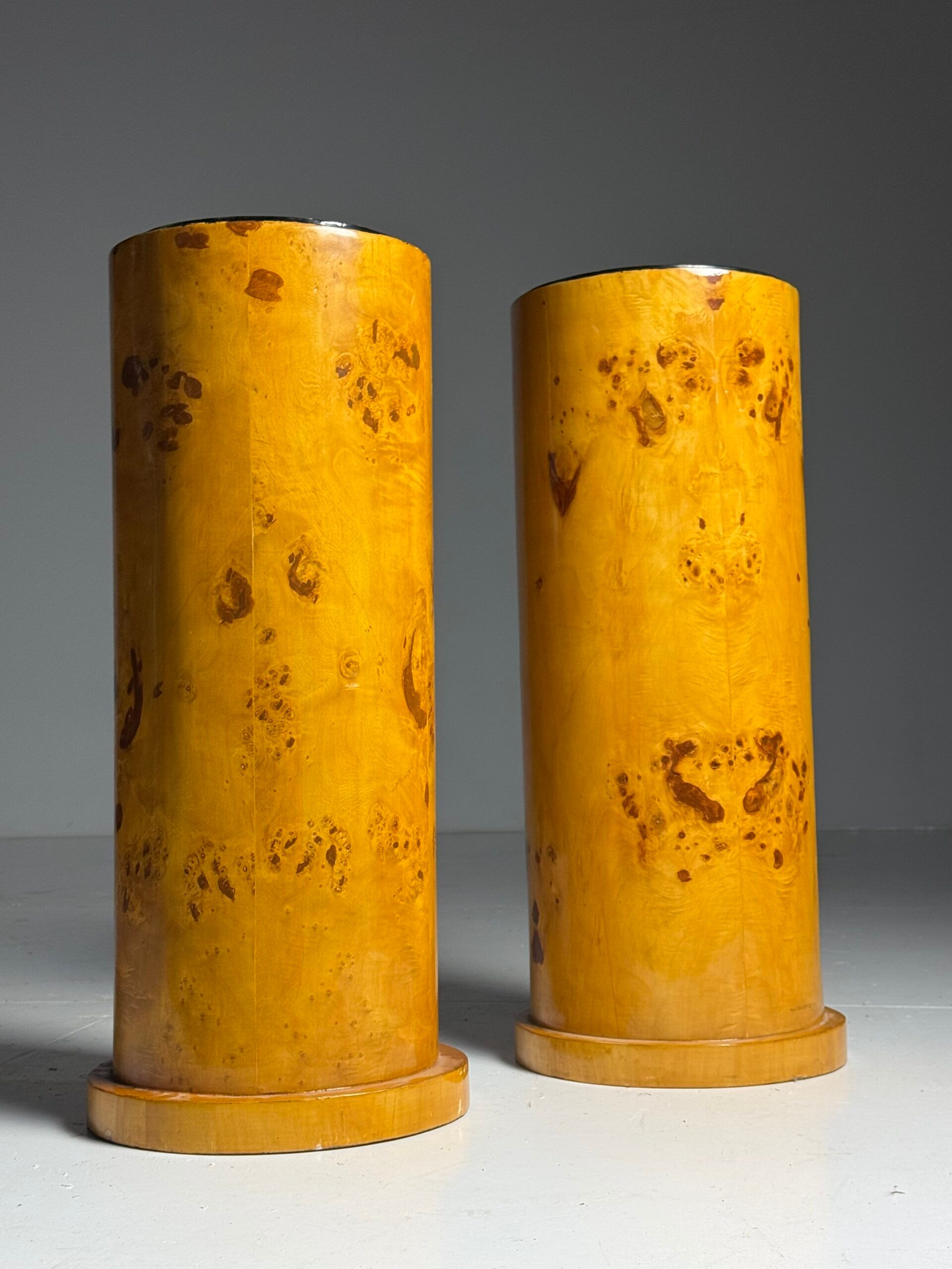 Burl wood veneered columns 20th century