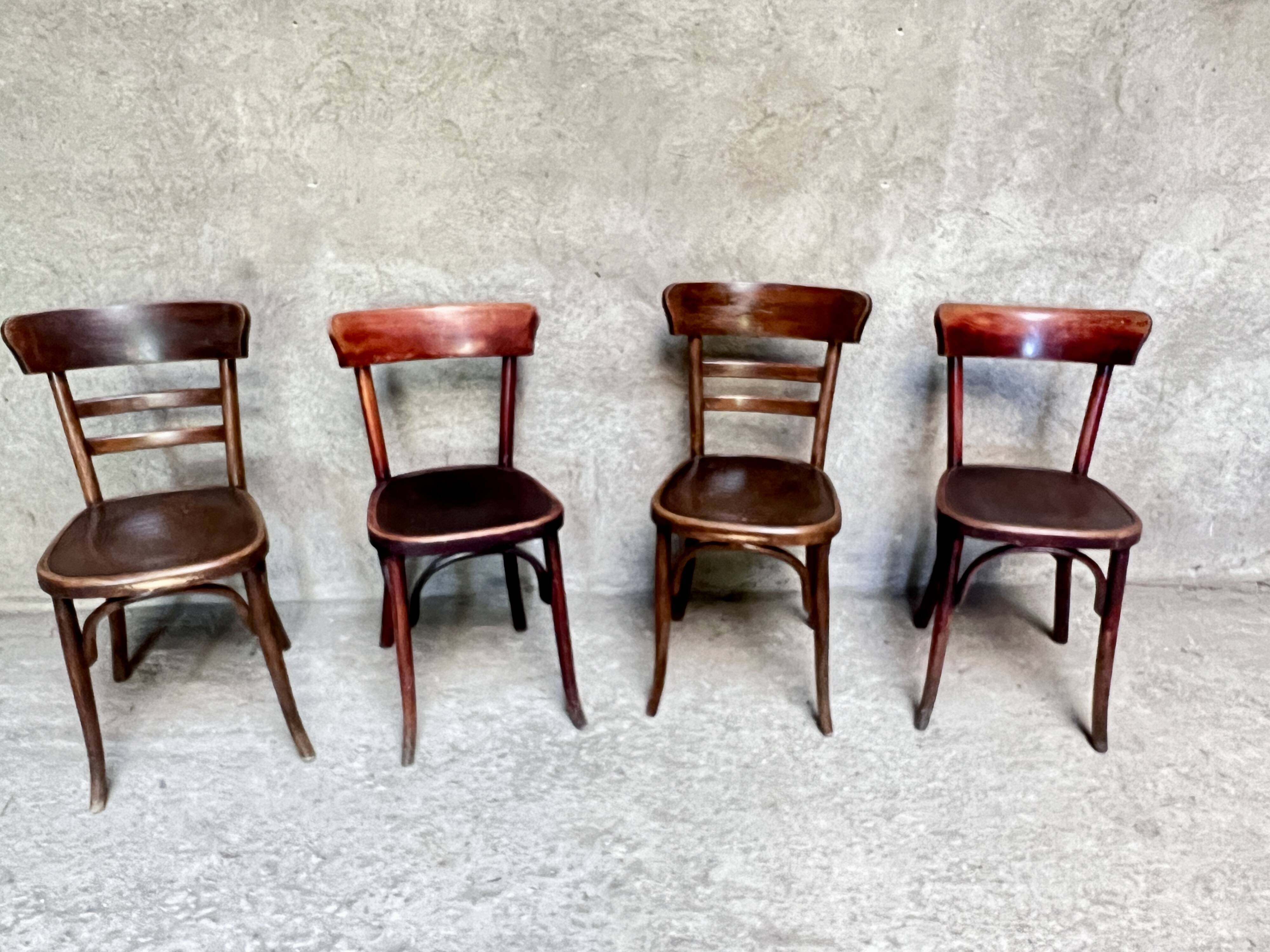 Set of 4 Fischel bistro chairs crocodile model 1930