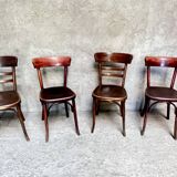 Set of 4 Fischel bistro chairs crocodile model 1930