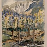 Jean Jacques GRUNENWALD (1911 - 1982) - Gouache - Mountain Landscape