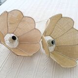 2 "flower" suspensions in vintage 1970s natural fibre.