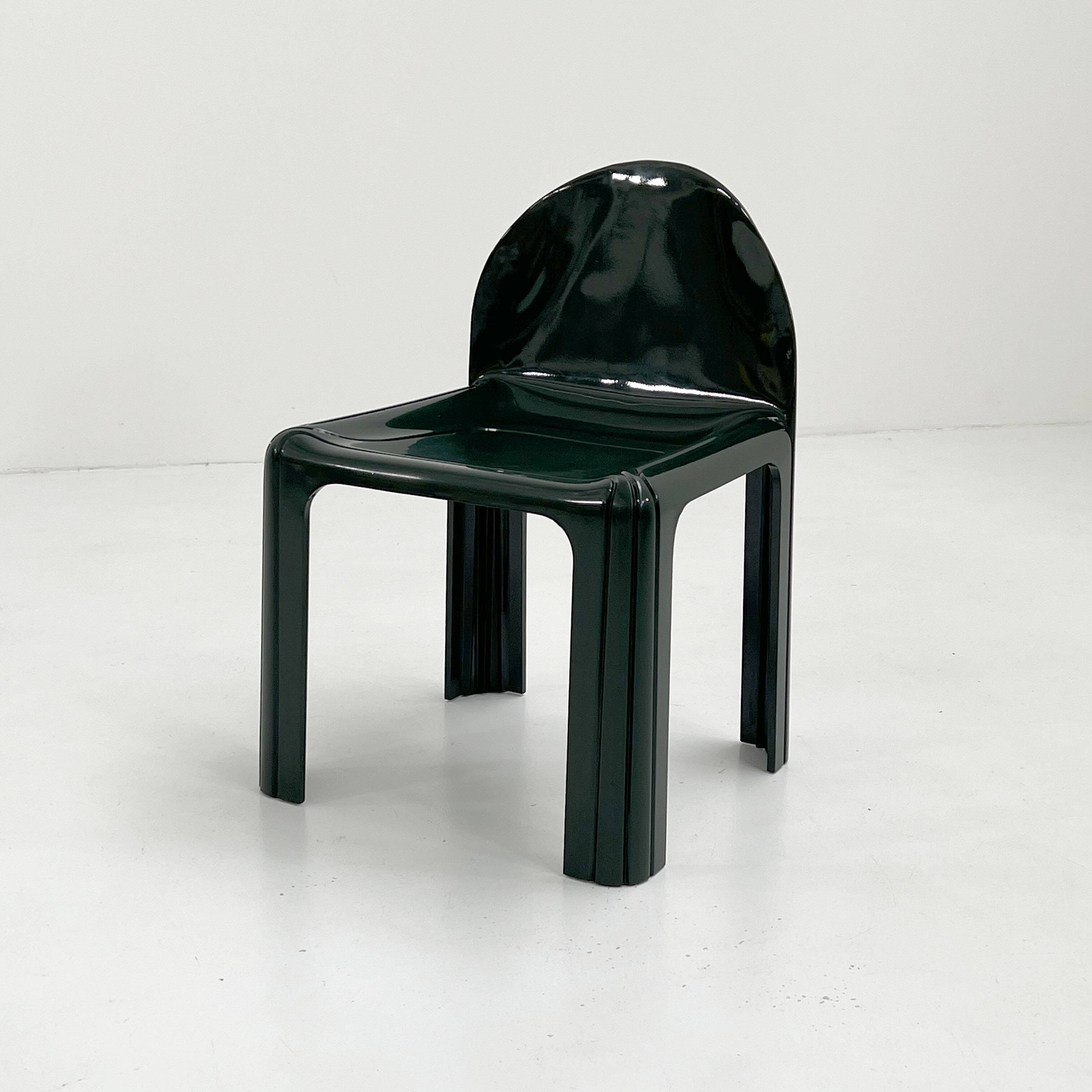 Pair of Dark Green Chairs Model 4854 Chair by Gae Aulenti for Kartell, 1970