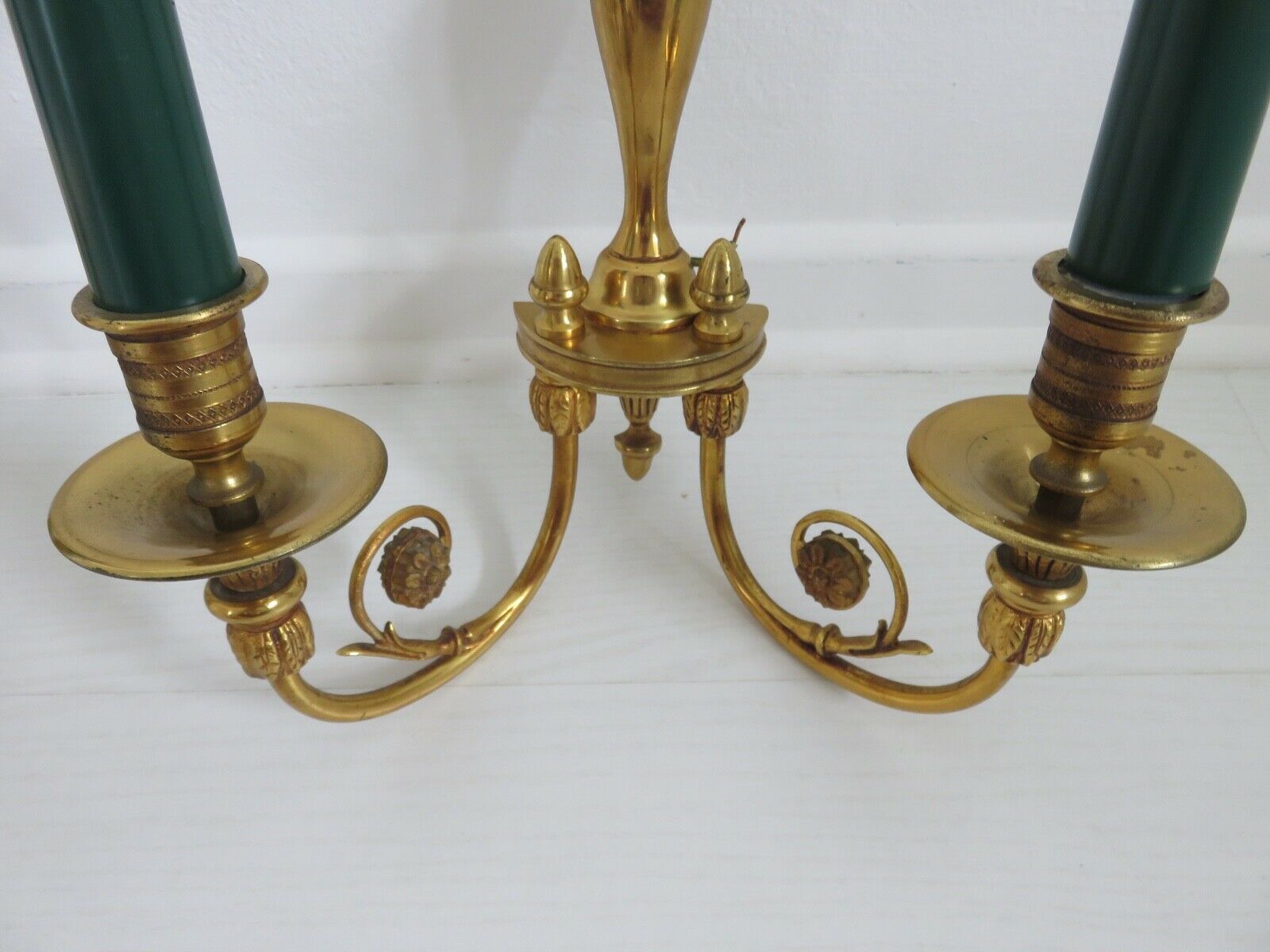 Pair of double wall lamps directoire style Lucien Gau in solid bronze gilded with bright gold