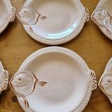 Set de 6 assiettes à poisson en faience de Longwy