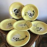 6 ceramic plates decorated with fish