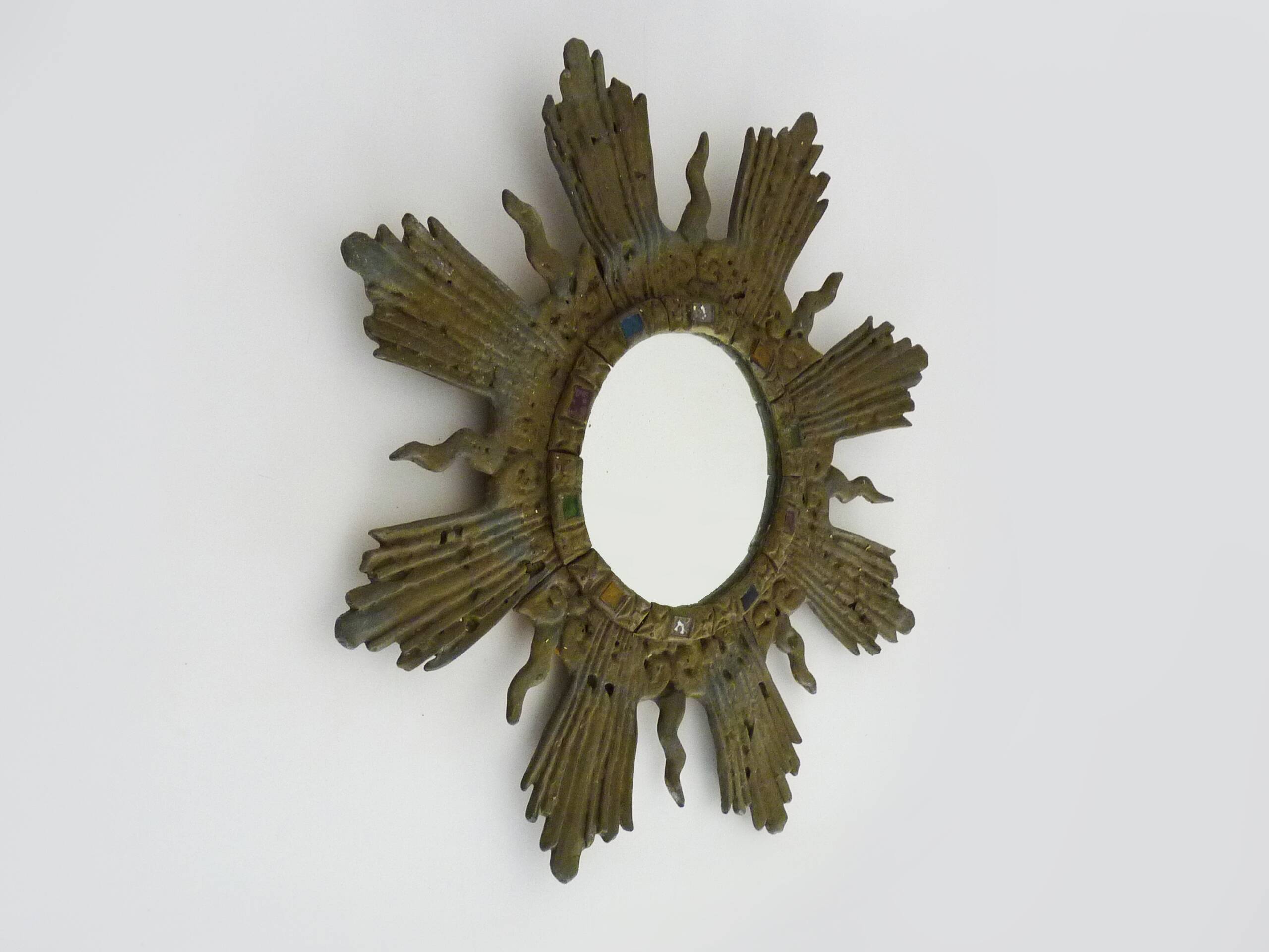 Old lead sun mirror Line Vautrin style Irena Jaworska 48 cm - 18.89 "
