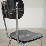 Set of 3 black marbled formica chairs from the 60s