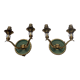 Pair of modernist bronze sconces & vintage crystal balls