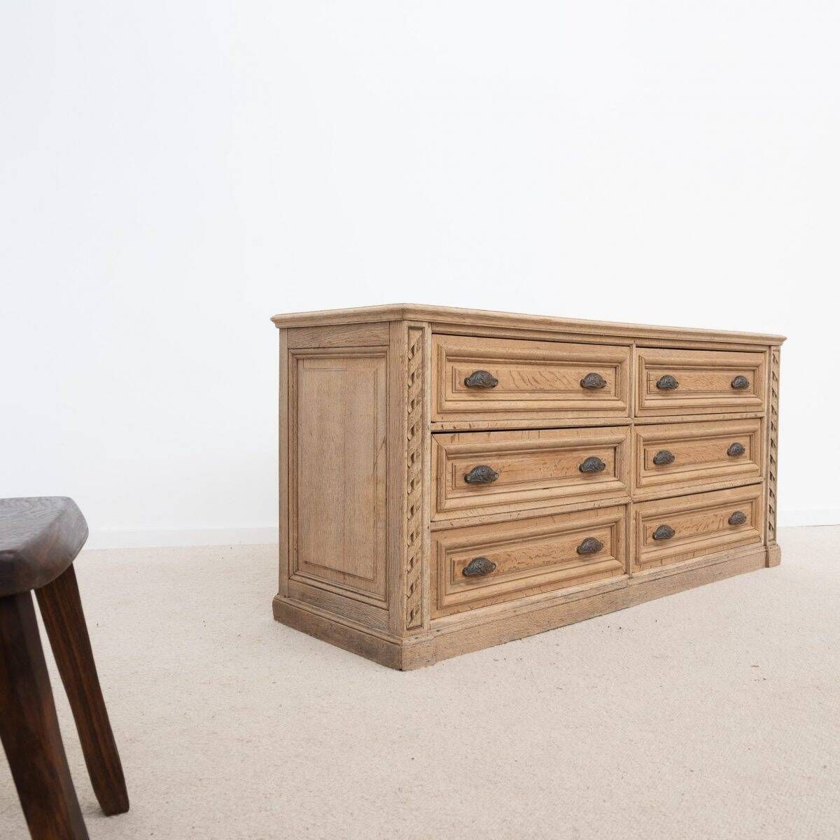 Trade cabinet with drawers in oak and blue stone – early 20th century