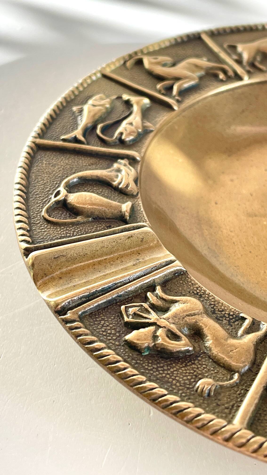 CENDRIER Signes du Zodiaque BRONZE Vintage