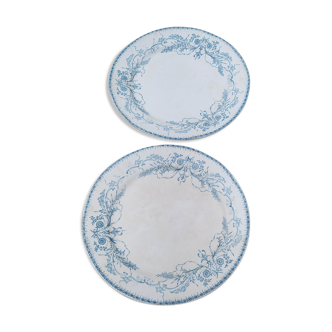 Set of 2 old ceramic plates B F