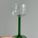 8 Alsatian stemmed glasses, transparent glass and green stems.