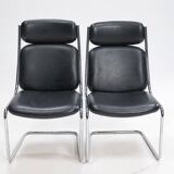 Paire de chaises cantilever en cuir par Mauser Werke Waldeck, Allemagne de l'Ouest, 19