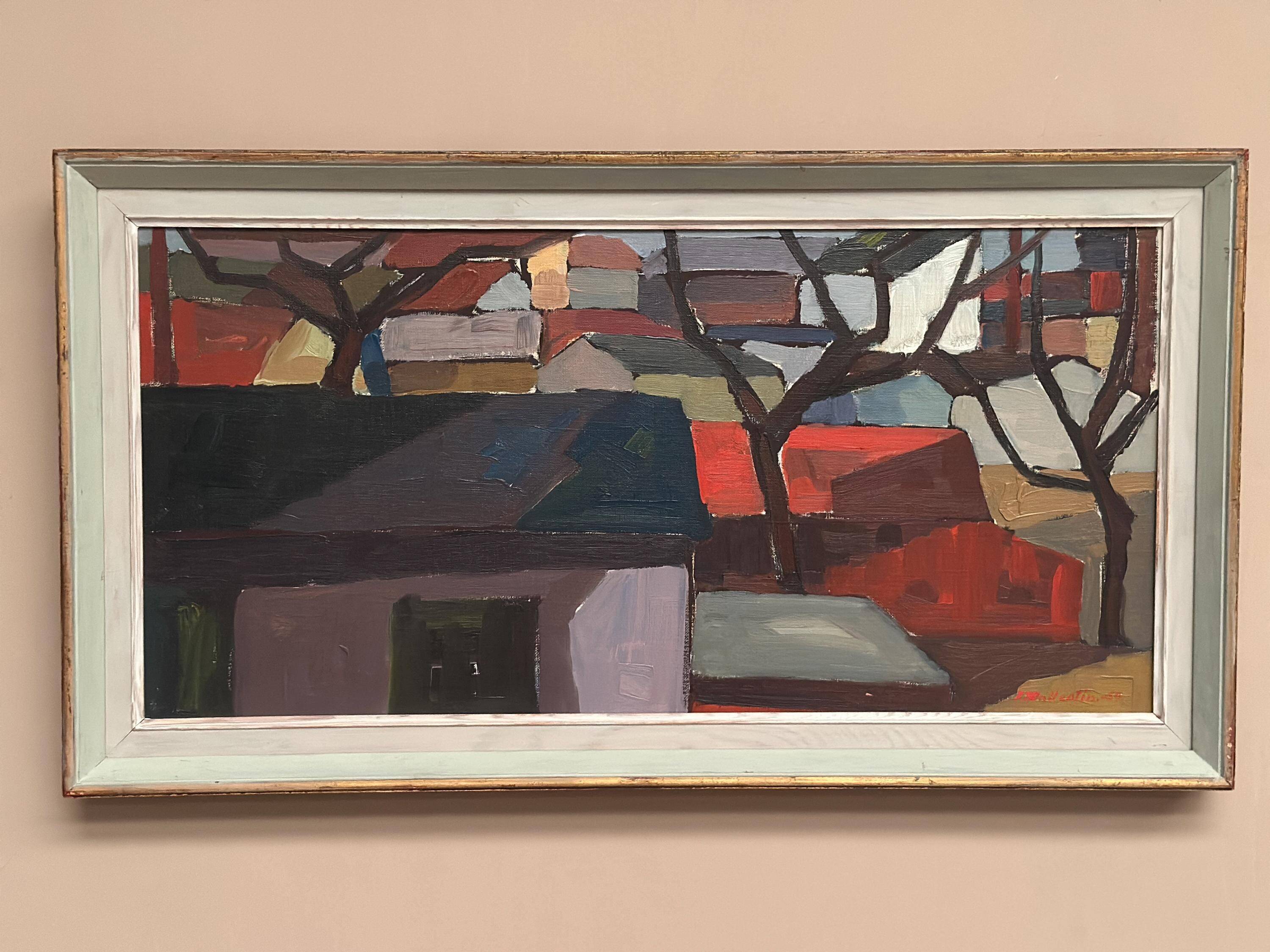 Original Swedish Oil on Canvas – “I stadens utkant Kalmar ” by Raymond Wall