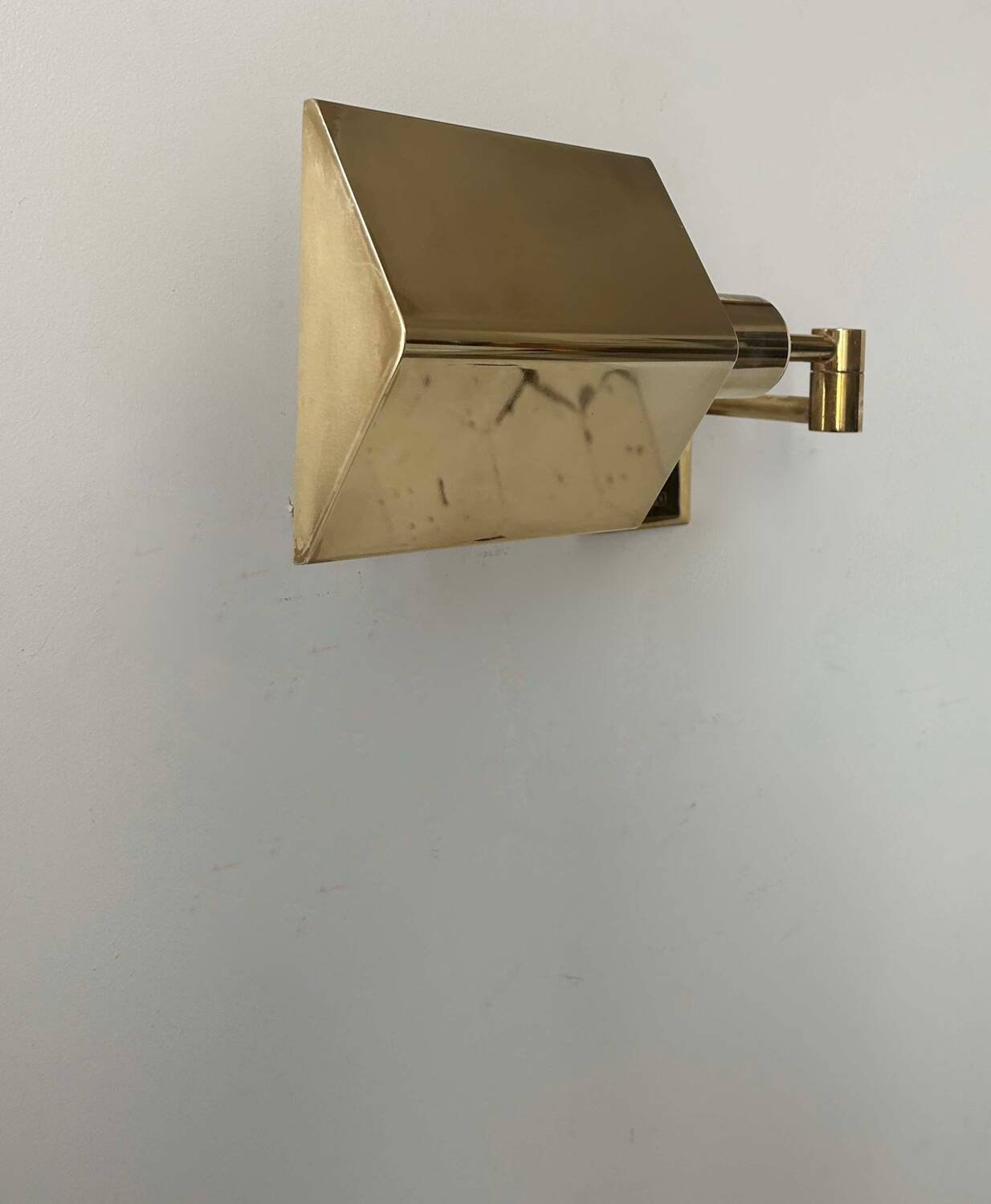 Vintage adjustable wall lamp, solid brass, France 1970