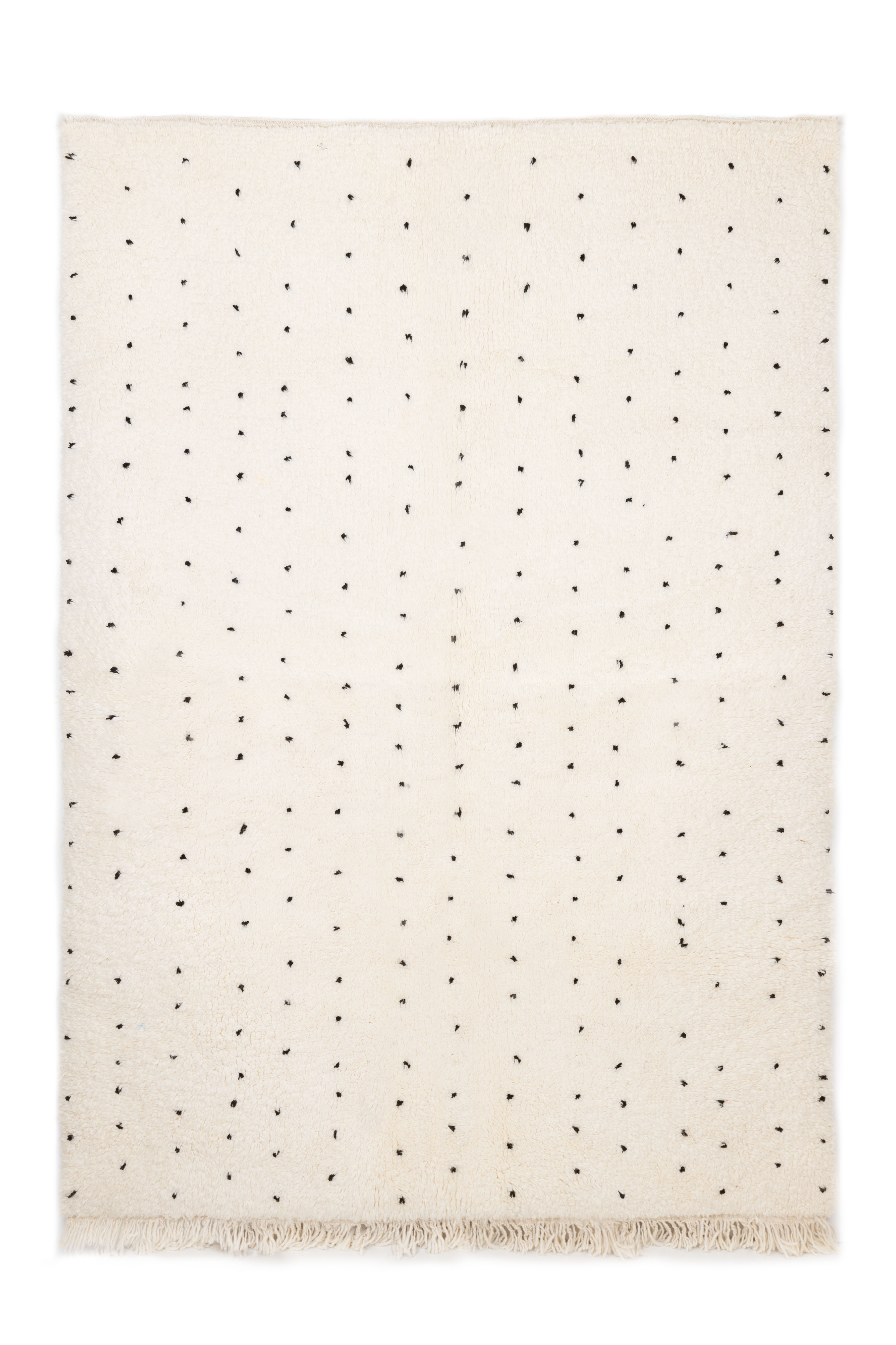 Carpet berbere beni ourain ecru with black dots 220 x 175 cm