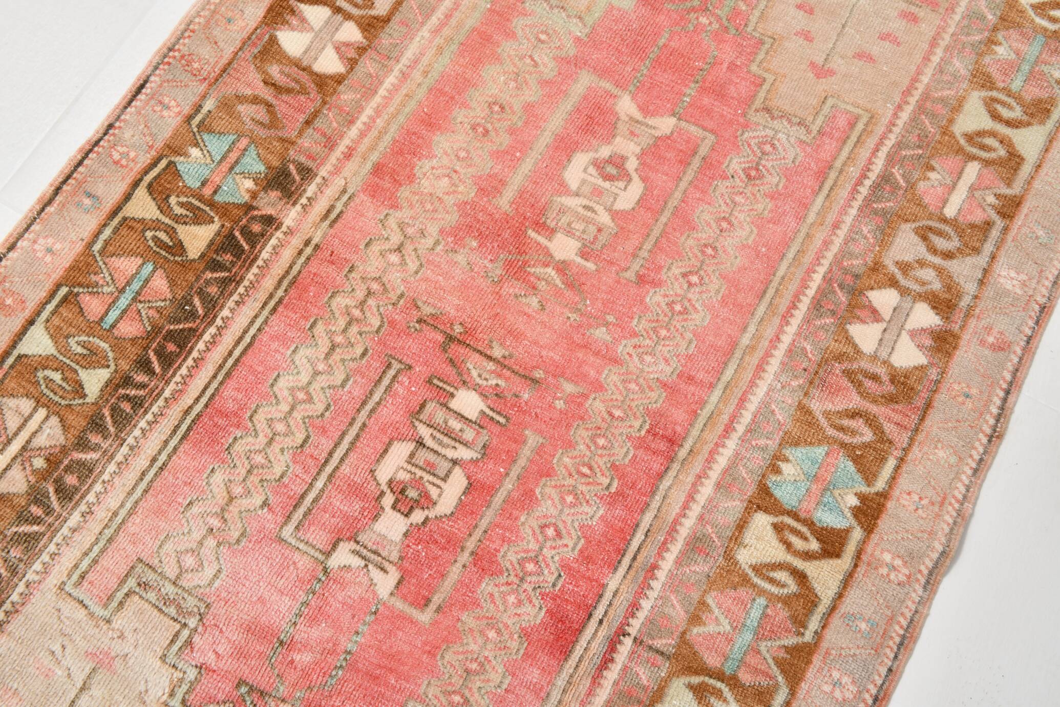 4x7 Pink & Brown Persian Area Rug 118x210Cm SK 22164