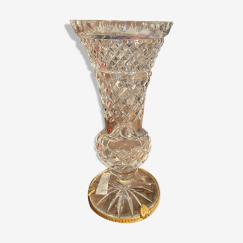 Vase en cristal doré