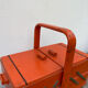 Orange wooden sewing box 1960 1970