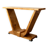Table console en burl de revival Art Déco, années 1980-1990