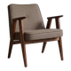 Fauteuil vintage taupe mélangé avec rembourrage en confettis rénové