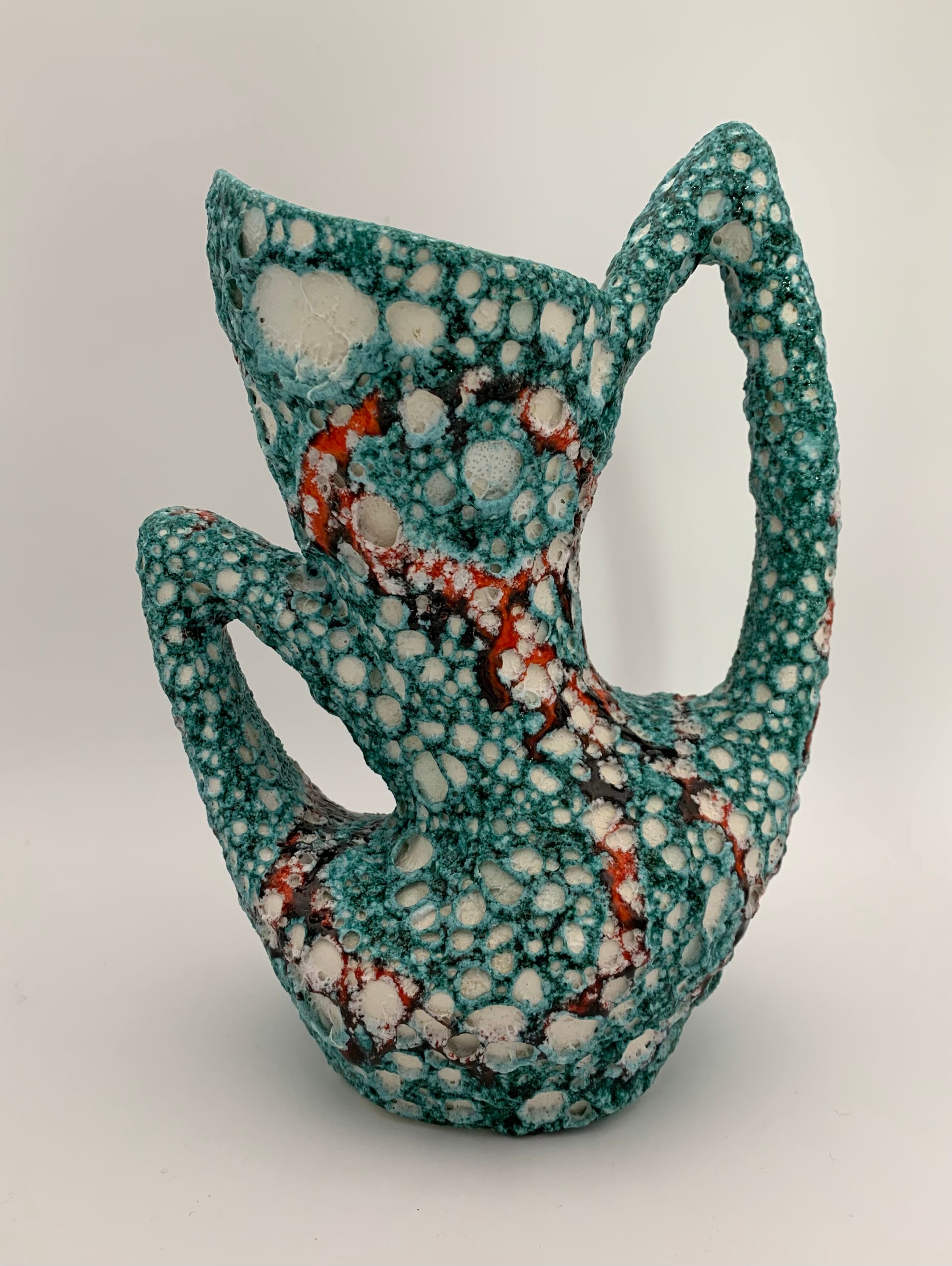 Vintage ceramic vase from vallauris, enamel "fat lava" 1960s