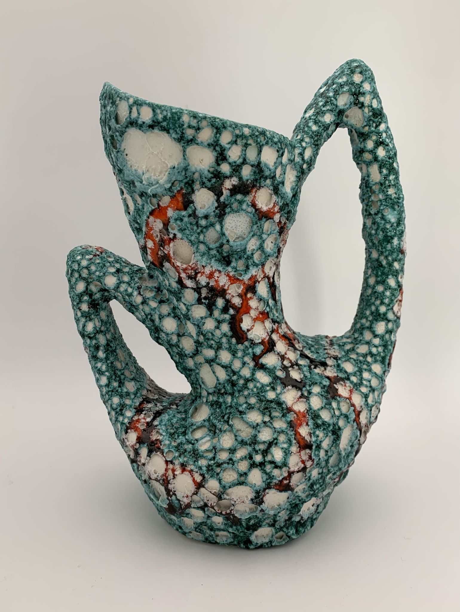 Vase vintage en céramique de vallauris, émail « fat lava » années 1960
