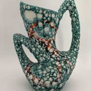 Vase vintage en céramique de vallauris, émail « fat lava » années 1960