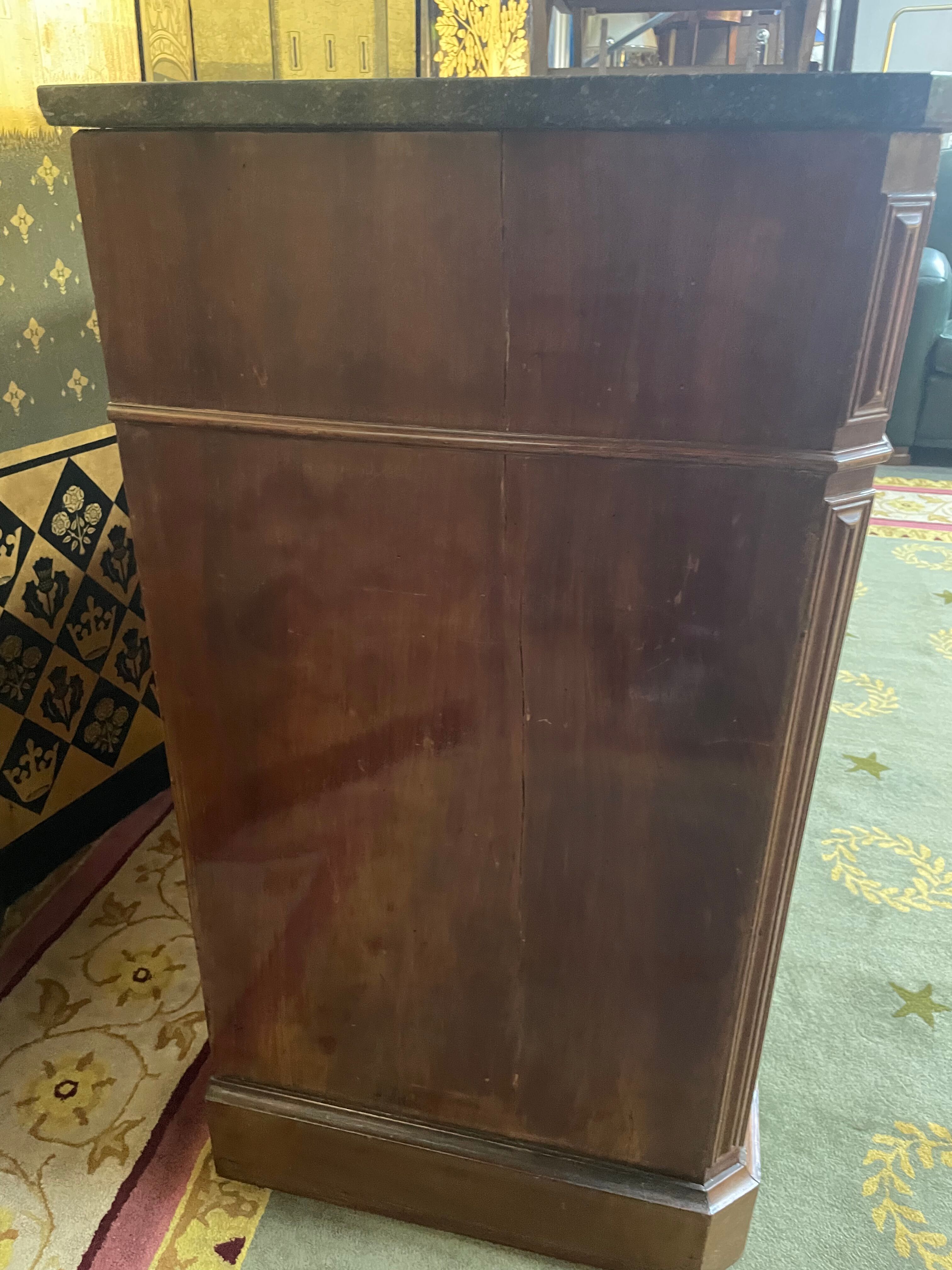 Louis Philippeen low sideboard mahogany and black marble 1900