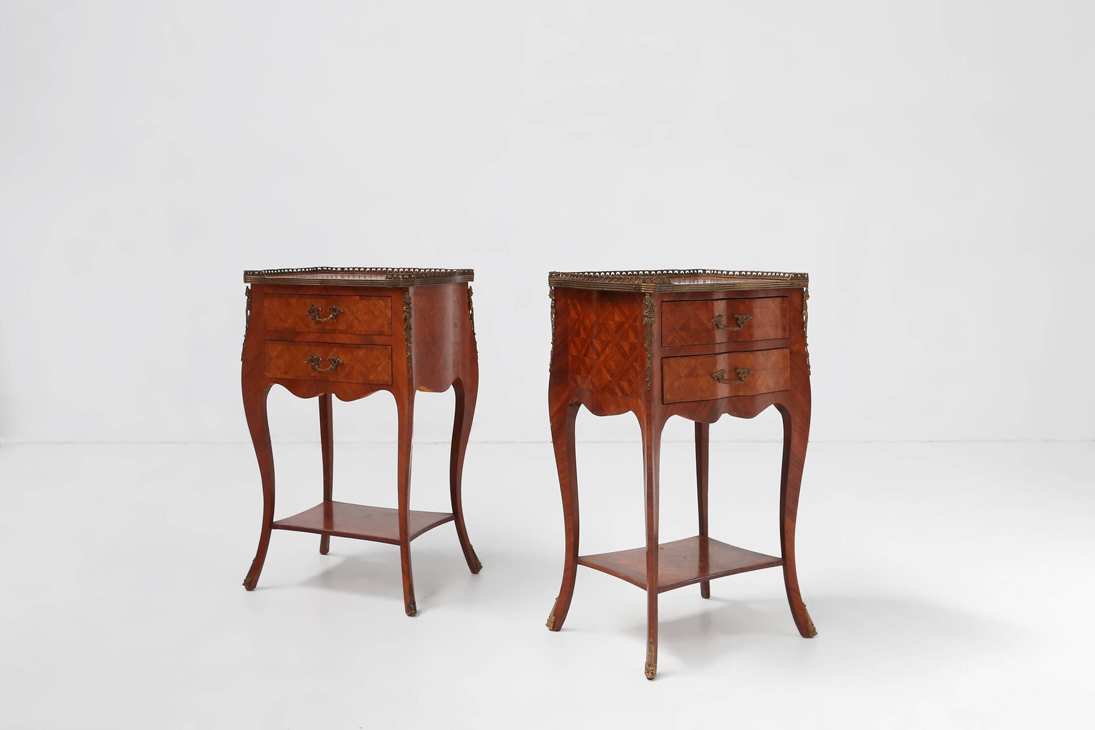 Exquisite pair of Louis XVI bedside tables, Belgium ca. 1950