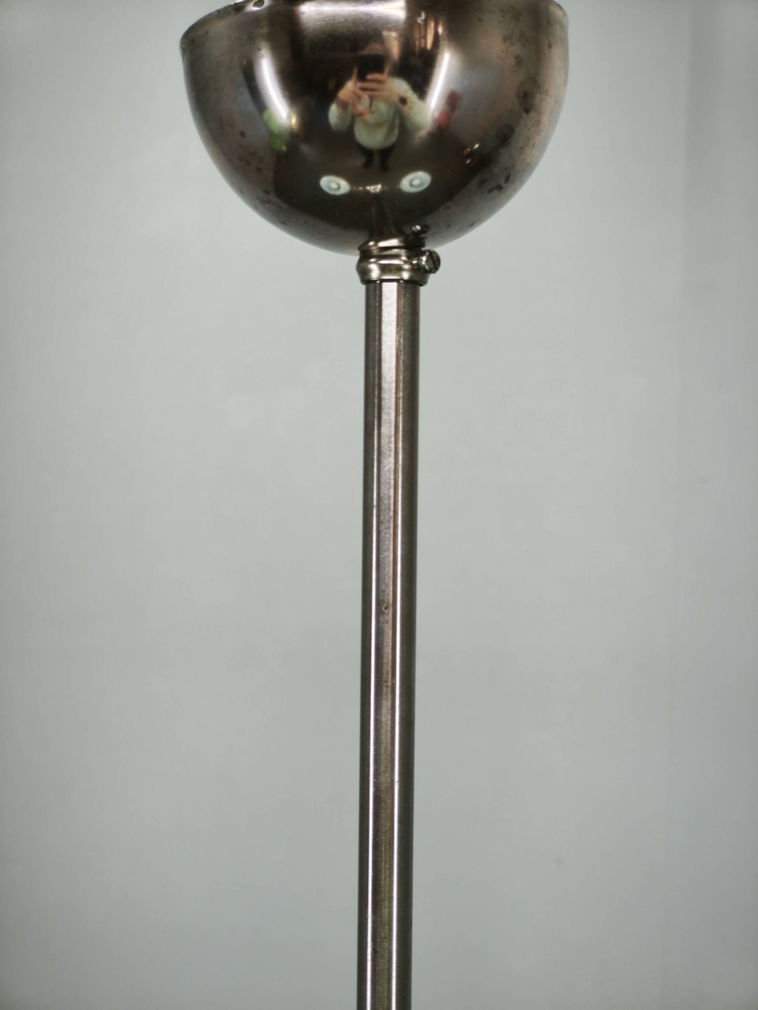 Art Deco Chrome and Opaline Glass Chandelier, Czechoslovakia, 1930s