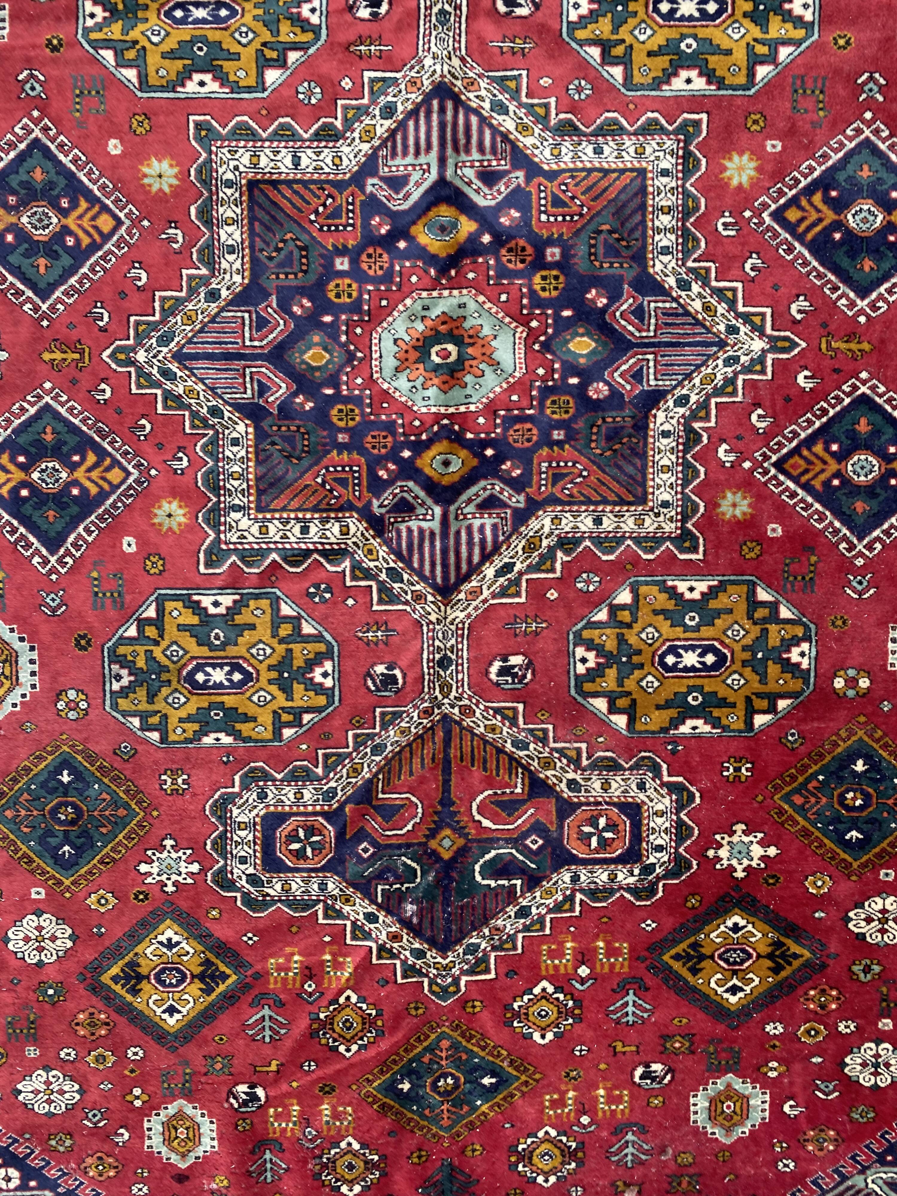 Nice large vintage carpet chirwan Azerbaijan handmade 234x310 cm
