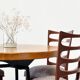 Industrial French round dining table with oak top