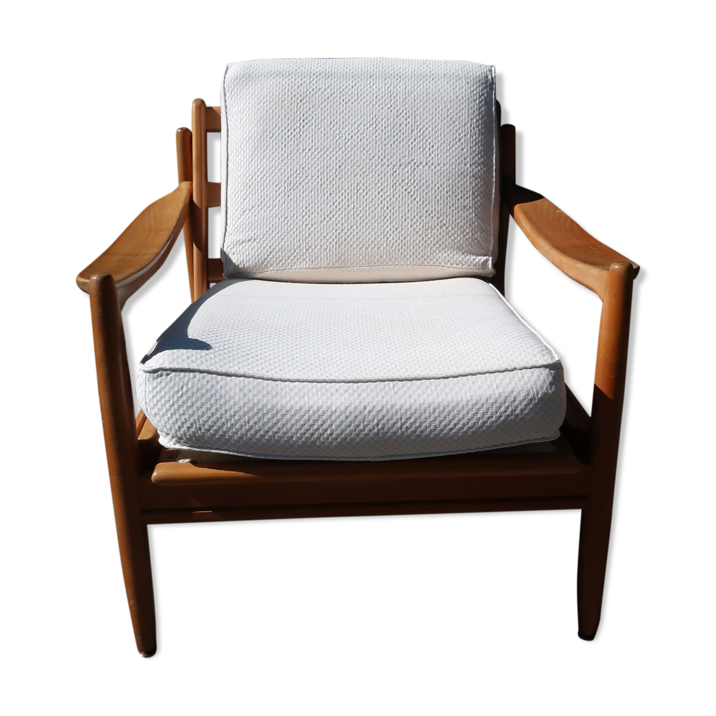 Fauteuil scandinave en  bois et tissu