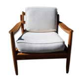 Fauteuil scandinave en  bois et tissu