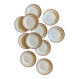 Set of 11 vintage flat plates, Gilles de Gien model